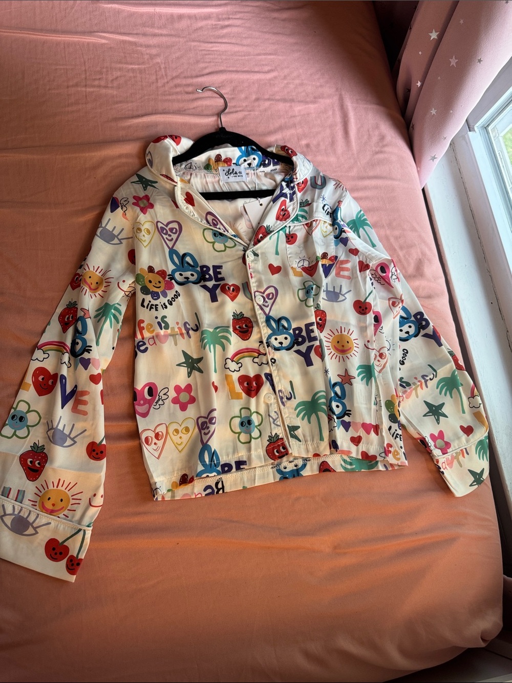 Lola + The Boys Multicolor Graphic Hooded Jean Jacket